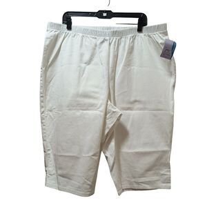 JMS Just My Size by Hanes Pull-On Bling Capris 3X 22/24 White Stretch 38x16
